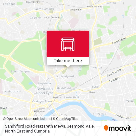 Sandyford Road-Nazareth Mews, Jesmond Vale map