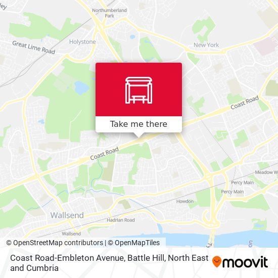 Coast Road-Embleton Avenue, Battle Hill map