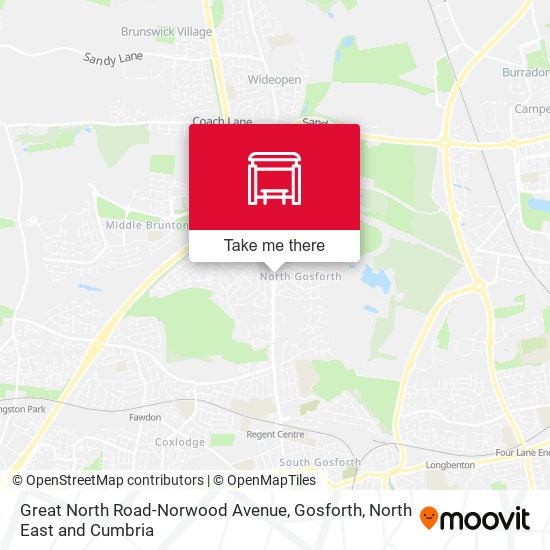 Great North Road-Norwood Avenue, Gosforth map