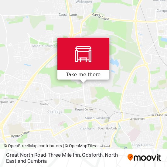 Great North Road-Three Mile Inn, Gosforth map