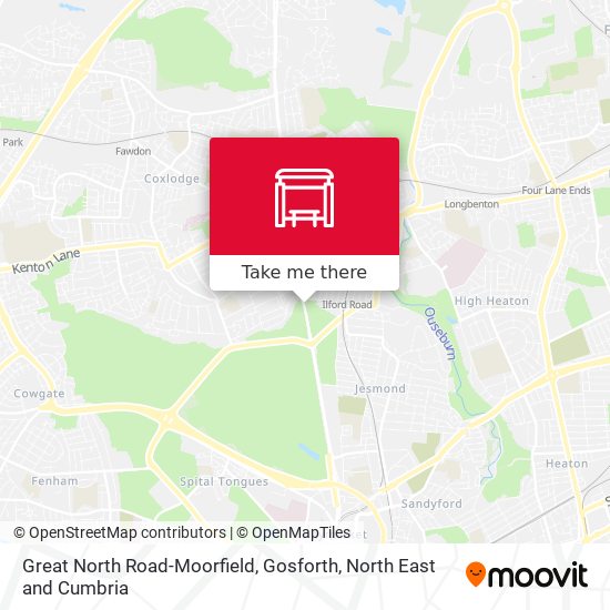 Great North Road-Moorfield, Gosforth map