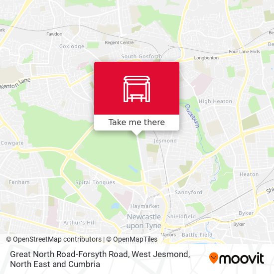 Great North Road-Forsyth Road, West Jesmond map