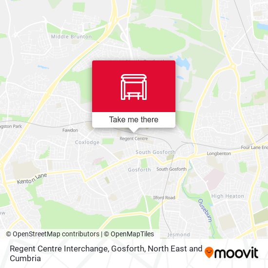 Regent Centre Interchange, Gosforth map