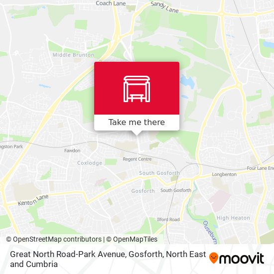 Great North Road-Park Avenue, Gosforth map