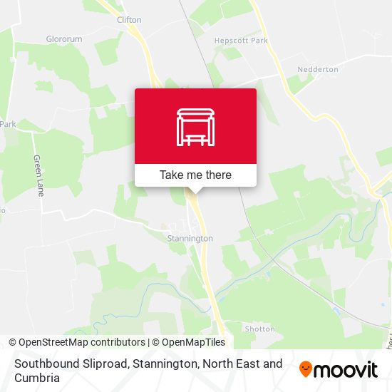 Southbound Sliproad, Stannington map