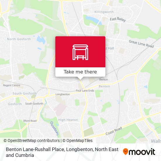 Benton Lane-Rushall Place, Longbenton map