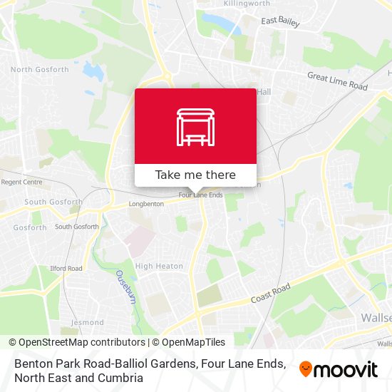 Benton Park Road-Balliol Gardens, Four Lane Ends map