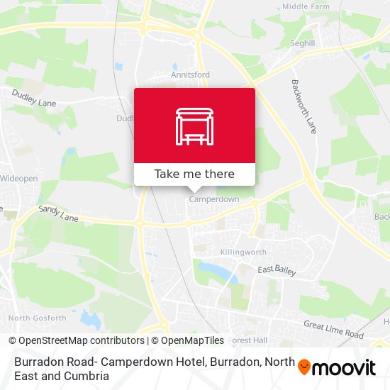 Burradon Road- Camperdown Hotel, Burradon map