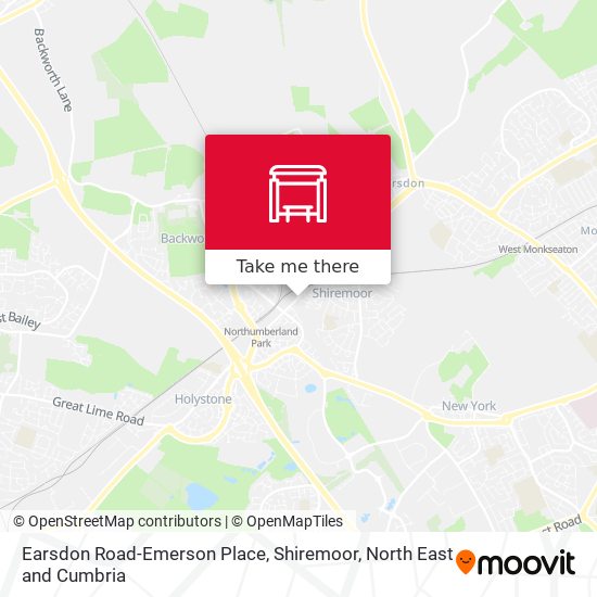 Earsdon Road-Emerson Place, Shiremoor map