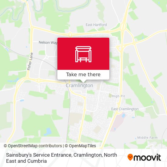 Sainsbury's Service Entrance, Cramlington map