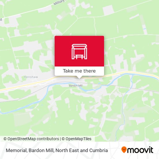 Memorial, Bardon Mill map