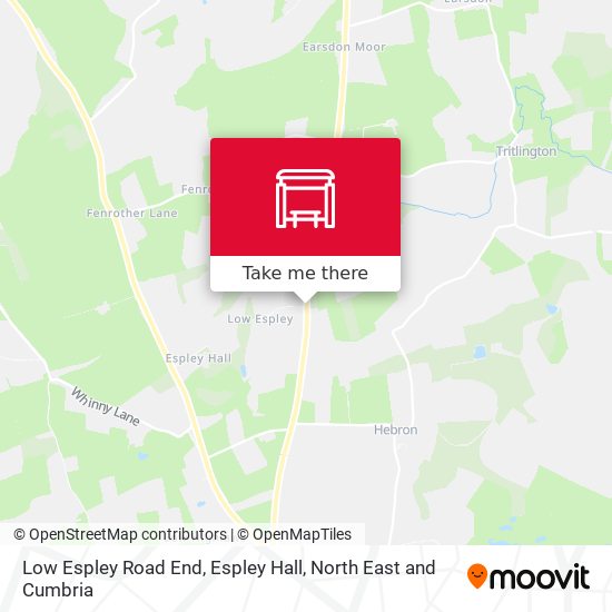Low Espley Road End, Espley Hall map