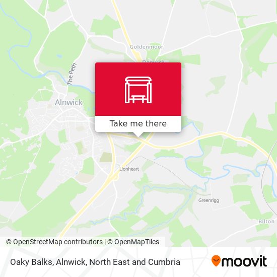 Oaky Balks, Alnwick map
