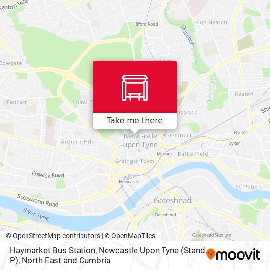 Haymarket Bus Station, Newcastle Upon Tyne (Stand P) map