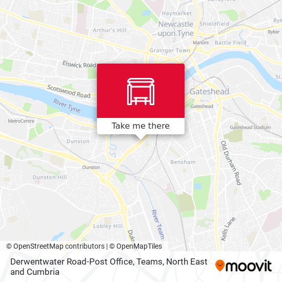 Derwentwater Road-Post Office, Teams map