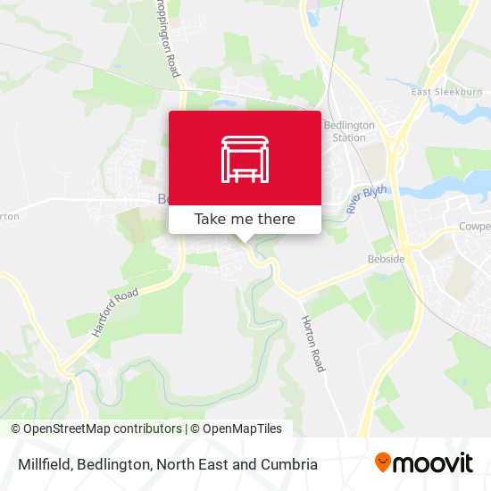 Millfield, Bedlington map