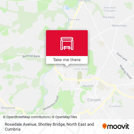 Rosedale Avenue, Shotley Bridge map