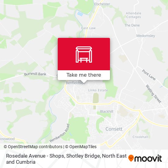 Rosedale Avenue - Shops, Shotley Bridge map