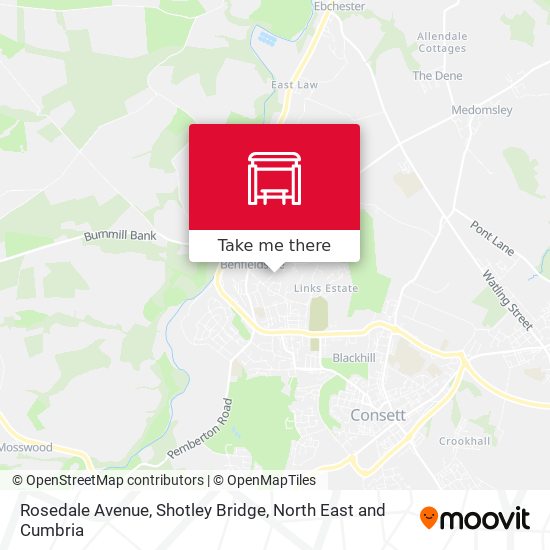 Rosedale Avenue, Shotley Bridge map