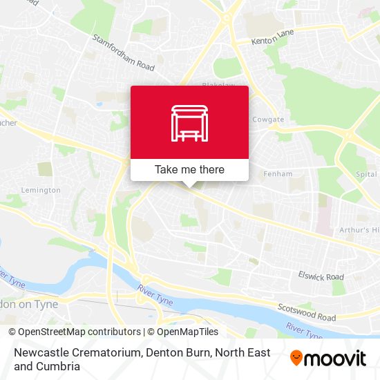 Newcastle Crematorium, Denton Burn map