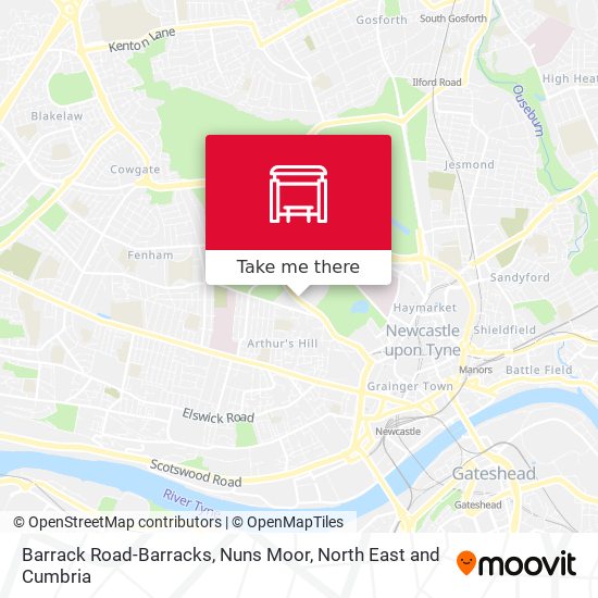 Barrack Road-Barracks, Nuns Moor map