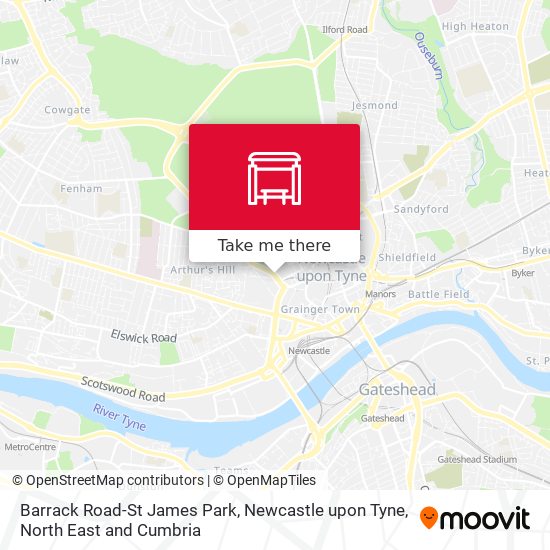 Barrack Road-St James Park, Newcastle upon Tyne map