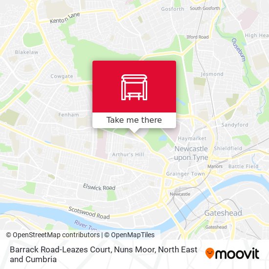 Barrack Road-Leazes Court, Nuns Moor map