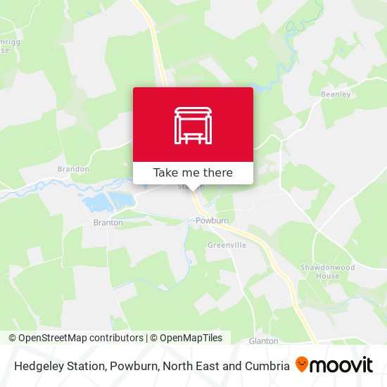 Hedgeley Station, Powburn map