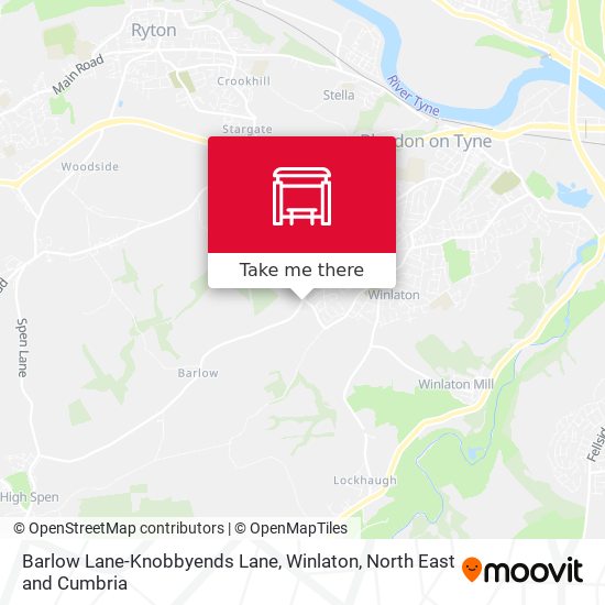 Barlow Lane-Knobbyends Lane, Winlaton map