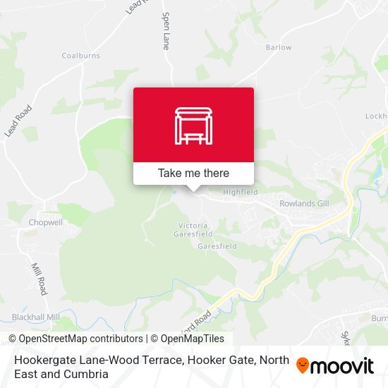 Hookergate Lane-Wood Terrace, Hooker Gate map