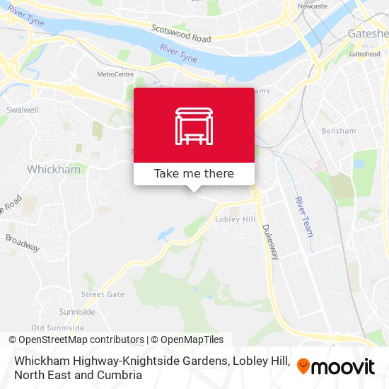 Whickham Highway-Knightside Gardens, Lobley Hill map