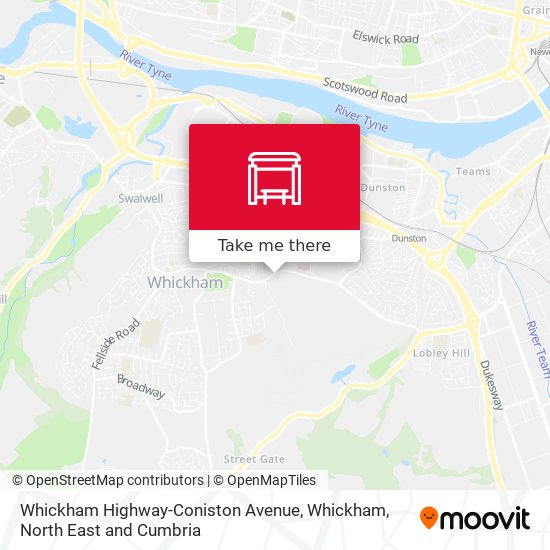 Whickham Highway-Coniston Avenue, Whickham map
