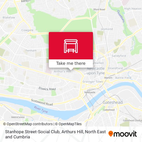 Stanhope Street-Social Club, Arthurs Hill map