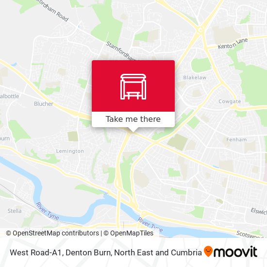 West Road-A1, Denton Burn map