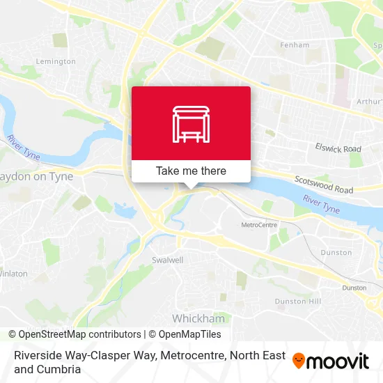 Riverside Way-Clasper Way, Metrocentre map