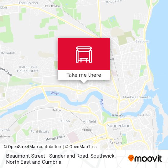 Beaumont Street - Sunderland Road, Southwick map