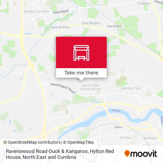 Ravenswood Road-Duck & Kangaroo, Hylton Red House map