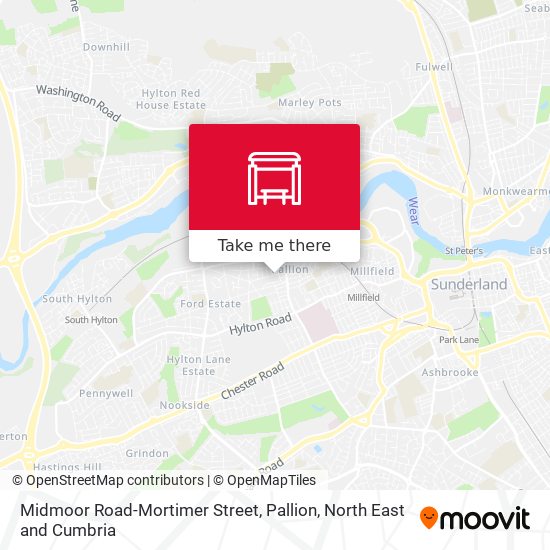 Midmoor Road-Mortimer Street, Pallion map