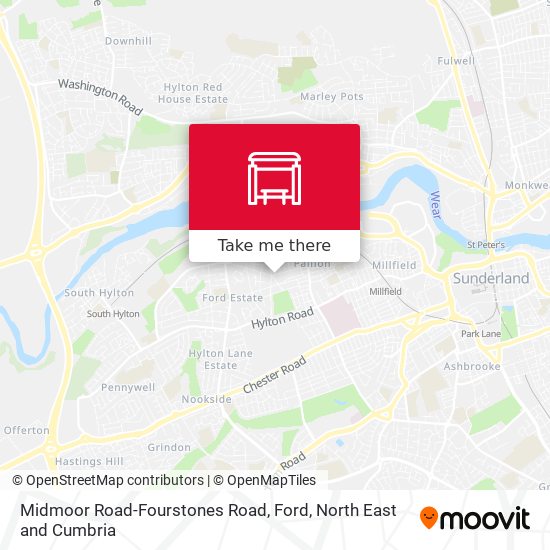 Midmoor Road-Fourstones Road, Ford map