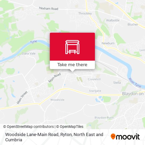 Woodside Lane-Main Road, Ryton map