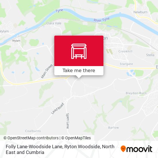 Folly Lane-Woodside Lane, Ryton Woodside map