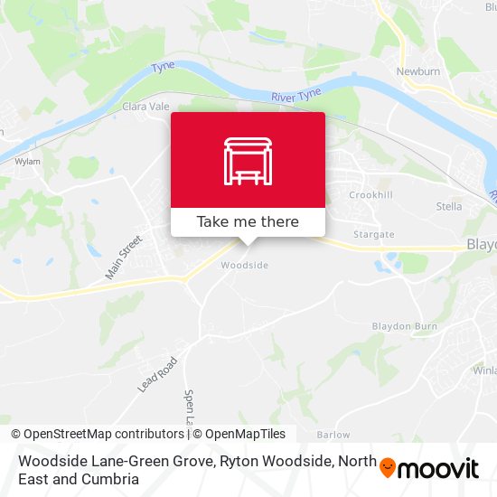 Woodside Lane-Green Grove, Ryton Woodside map