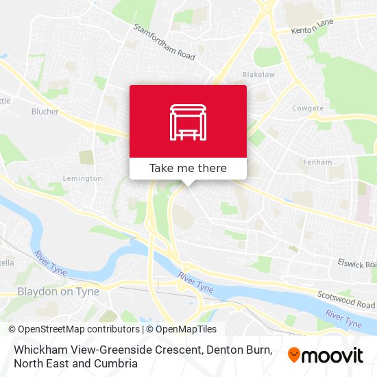 Whickham View-Greenside Crescent, Denton Burn map