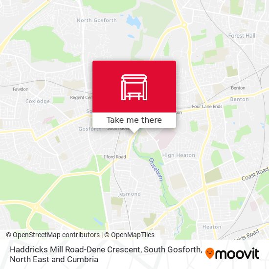 Haddricks Mill Road-Dene Crescent, South Gosforth map