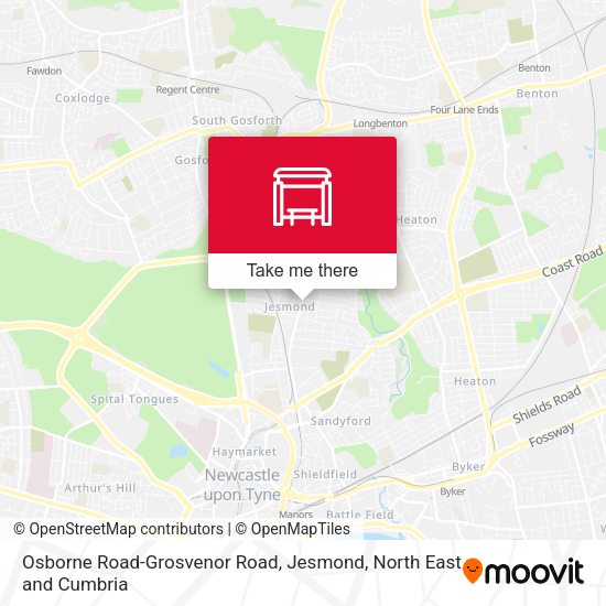 Osborne Road-Grosvenor Road, Jesmond map