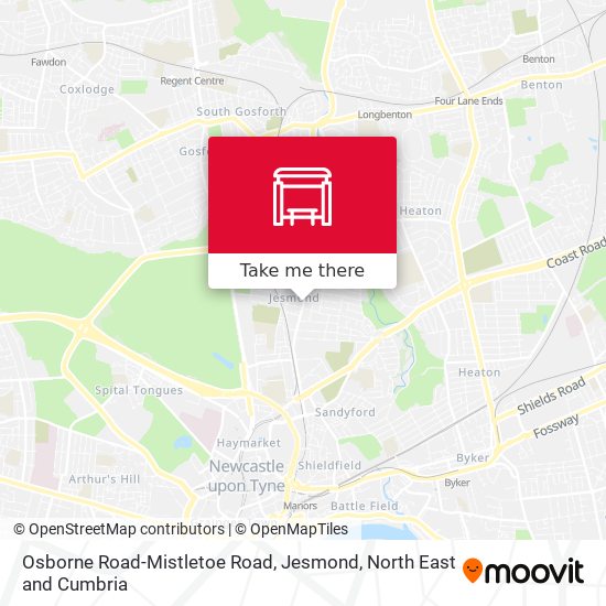 Osborne Road-Mistletoe Road, Jesmond map
