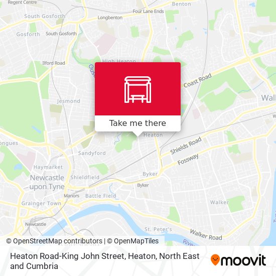 Heaton Road-King John Street, Heaton map