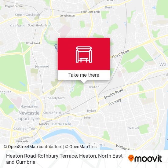 Heaton Road-Rothbury Terrace, Heaton map