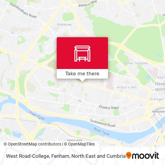 West Road-College, Fenham map