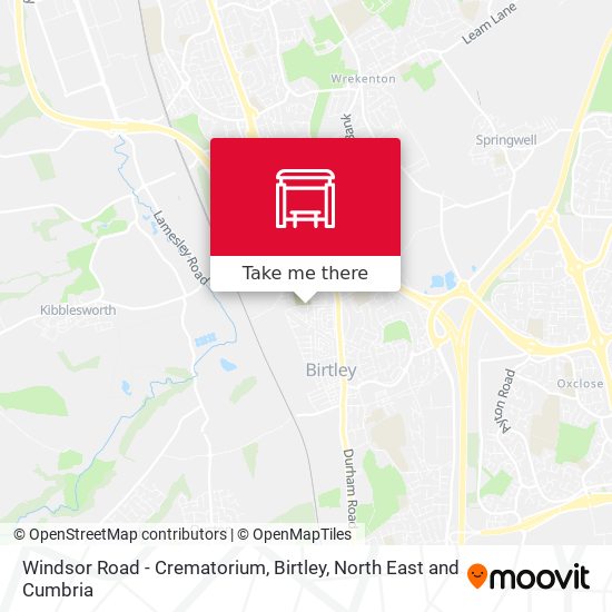 Windsor Road - Crematorium, Birtley map